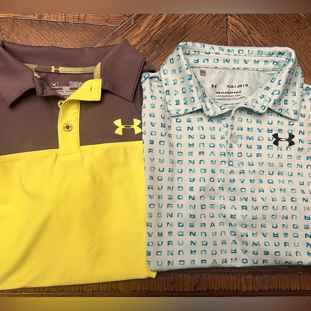 Boys Under Armour Youth Large Golf Polo Shirts Set of Two